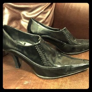 Black Patent Leather Pointed Toe Ankle Boots